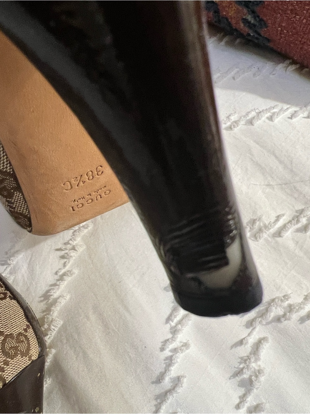 Gucci Brown GG Canvas Knee-High Heeled Boots - Picture 8 of 8